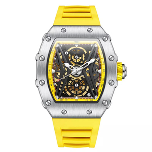 Montre automatique de luxe en acier inoxydable étanche, montre mécanique à ressort squelette - Product Image 2