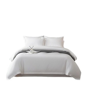 Juego de Ropa de <span class=keywords><strong>Cama</strong></span> de Satén Blanco 100% <span class=keywords><strong>Algodón</strong></span> de Calidad Hotelera, 4 Piezas, con Funda Nórdica Opcional, Sábana Plana y Sábana Ajustable para Resorts y Alojamientos - Product Image 1