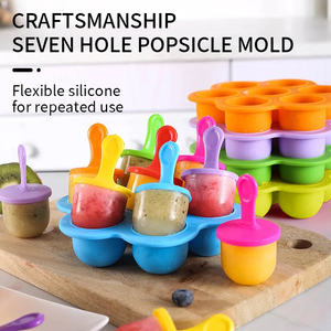 Phụ Kiện Nhà Bếp Sản Phẩm Mới 2024 BPA Miễn Phí 7 Lỗ Nhà Bếp Popsicle Công Cụ <span class=keywords><strong>Silicone</strong></span> <span class=keywords><strong>Ice</strong></span> Khay Khuôn Kem Popsicle Khuôn - Product Image 2