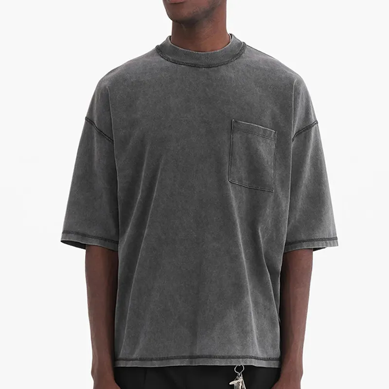 Ropa de hombre Camiseta lisa a granel 100% algodón camiseta de gran tamaño ropa de calle Hop en blanco logotipo personalizado Vintage lavado ácido camisetas