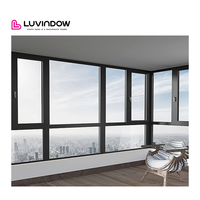 Ventanas de Aluminio de Estilo Moderno y Bajo Costo, Aislamiento Térmico, Diseño Abatible, para Hoteles, Apertura Horizontal, Cortina Colgante