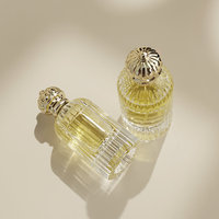 Flacon de parfum en verre côtelé vintage vide de 50 ml, 100 ml, 150 ml, avec bouchon doré orné, emballage de luxe pour parfum
