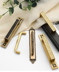 <strong>French</strong> Retro Kitchen Cabinet Handles High-quality Brass Drawer <strong>Knobs</strong> Light Luxury Furniture Hardware Copper Handles - Product Image 5