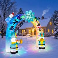 Arche gonflable de Noël de 3,6 m, motif géant bonhomme de neige soldat, en polyester, style dessin animé, colorée, souple, décorations JIAXUN