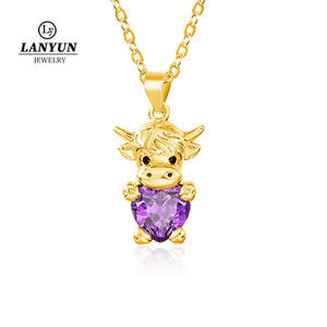 Mode mignon Design laiton lien chaîne <span class=keywords><strong>taureau</strong></span> vache <span class=keywords><strong>zodiaque</strong></span> boeuf coeur pierre de naissance bijoux personnalisés pendentif <span class=keywords><strong>collier</strong></span> pour unisexe - Product Image 1