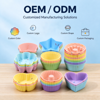 Moules de cuisson en silicone antiadhésifs résistants à la chaleur de qualité alimentaire OEM personnalisés pour cupcakes, muffins, pâtisserie DIY