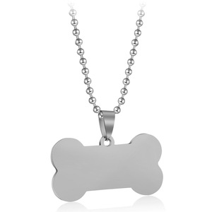Collar con Colgante de Hueso de Perro de Acero Inoxidable, Placa de Identificación para Mascotas con Grabado Disponible, Regalo para Uso Diario - Product Image 2