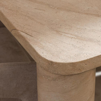 Table à manger en marbre texturé en béton pour la maison, matériau en travertin, qualité minimale, design carré