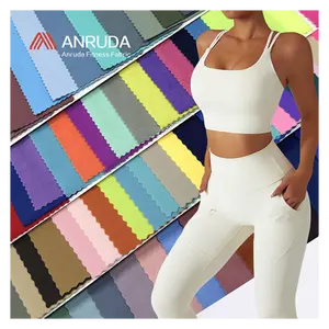 Stoffe Großhandel Sport Modal Polyamid Recycling schwarz Yoga-Kleidung gerippt Gewebe Nylon Elasthan 4-Wege-Stretch-Leggings-Band