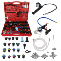 Podofo Kit de testeur de pression de radiateur 28 pièces, détecteur de fuite de réservoir d'eau de véhicule, type automatique sous vide, pour système de refroidissement