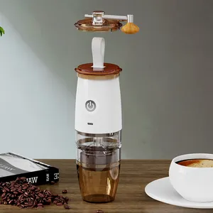 Professionele Draagbare Elektrische En Handmatige Slijpen Disc Koffiemolen Espresso Bonen Machine Voor Verkoop Met Koffie Cup