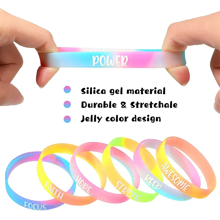Pulseira de silicone decorativa de silicone, pulseira de silicone com impressão personalizada