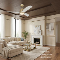 Ventilateur de plafond en métal à moteur DC de 20 pouces, 6 vitesses, télécommande, lumière LED à 3 couleurs à intensité variable, chambre à coucher moderne, garantie de 10 ans