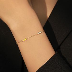 Pulsera de Cadena de Plata de Ley S925 con Esmalte Amarillo para Mujer, Accesorios Sencillos y Elegantes para Uso Diario, Versión de Cobre Personalizable - Product Image 2