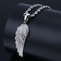 Collar con Colgante de Alas de Ángel, Joyería Hip Hop, Base de Latón, Chapado en Oro, Micro Pavé de Circonia Cúbica, Moderno, para Hombre y Mujer, Venta Caliente de Fábrica