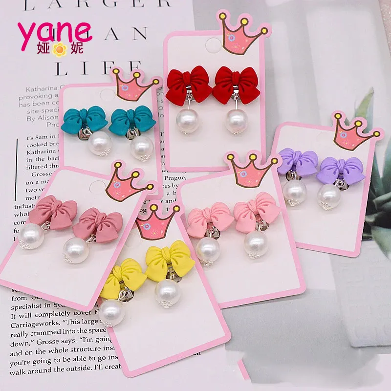 Lucu Unicorn Resin Dasi Kupu-kupu Anting Mutiara Menggantung Manik-manik Klip Telinga untuk Anak-anak