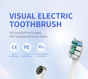 Visualizado dientes de viaje Oral Dental mecánico Cepillo ultrasónico portátil viaje eléctrico cepillo de dientes sónico con cámara