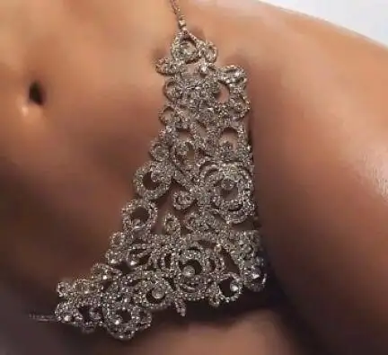 Queena donna Sliver Bikini fondo strass catena per il corpo biancheria intima perizoma di cristallo cintura corpo catena pancia regalo di natale