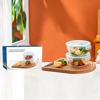 Lot de 2 récipients alimentaires ronds en verre avec couvercles hermétiques, en borosilicate, pour la préparation des repas en cuisine