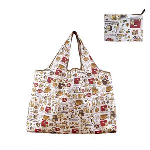 Customizable Expandable Folding Large Size <b>Tote</b> Bag Reusable Ripstop Foldable Polyester <b>Nylon</b> Shopping Bag Custom Logo Pattern - Product Image 2