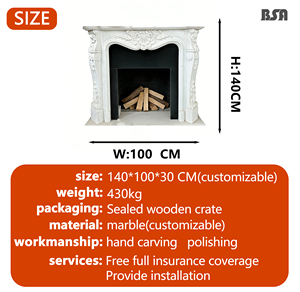 Cornice per Camino da Interno di Alta Qualità in Marmo Francese Scolpito a Mano Materiale Lapideo per Soggiorno Hotel e Appartamento - Product Image 2