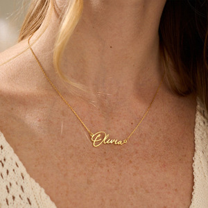 <span class=keywords><strong>Collier</strong></span> chaîne tendance plaqué or 18 carats, <span class=keywords><strong>collier</strong></span> personnalisé avec nom, bijoux en acier inoxydable, cadeau fête <span class=keywords><strong>des</strong></span> Mères - Product Image 4