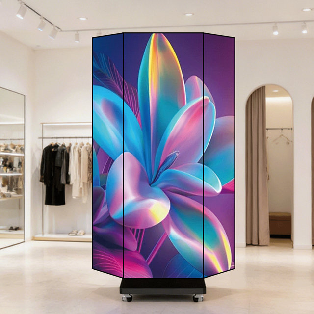 Portable Foldable Trifold Led Poster Screen Double Sided Three-sided Fold Led Poster Screen 3 Sided Led