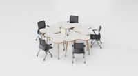 Table triangulaire à motif floral - Design moderne et durable avec roulettes universelles pour usage scolaire et commercial