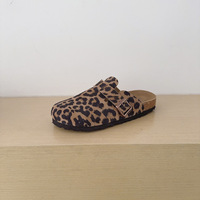 Mules unisexe en cuir véritable grande taille, motif léopard, légères, toutes saisons, pour l'extérieur, douces, couleur pêche