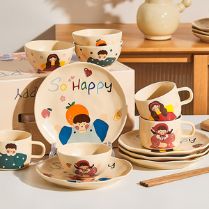 2025 nouveauté maison vaisselle ensemble mignon bols de riz en céramique pour un bols jetables colorés pour pendaison de crémaillère nouvel an cadeau - Product Image 2