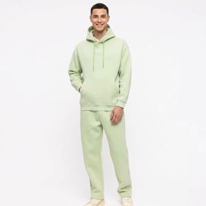 Conjunto Deportivo Informal para Hombre con Logotipo Personalizado, Pantalones Deportivos y Sudadera Holgados, Costuras en Contraste, Algodón Liso - Product Image 1