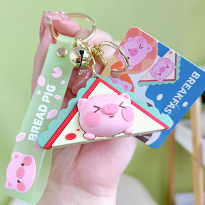2025 mignon pain cochon porte-clés sac à dos cochon voiture porte-clés Couple petit pendentif porte-clés Sublimation caoutchouc porte-clés - Product Image 5