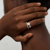Bague minimaliste personnalisée pour femme Gemnel, bijoux fins plaqués or 14 carats, grand diamant 1 carat, tendance et polyvalente