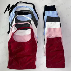 Completo Sportivo da Donna 2 Pezzi con Logo Personalizzato, Top Corto Halter e Pantaloncini, Sexy Set da Allenamento <span class=keywords><strong>per</strong></span> <span class=keywords><strong>Palestra</strong></span>, Asciugatura Rapida, Effetto Seconda Pelle, <span class=keywords><strong>per</strong></span> Yoga - Product Image 3