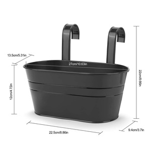 Pot de fleurs suspendu amovible en fer durable pour extérieur, panier de jardinage pour clôture, support de balcon, conteneur de plantes pour décoration de cour - Product Image 3