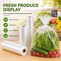 Transparante, makkelijk te openen, food grade supermarkt verpakkingen voor groenten en fruit, op maat bedrukt HDPE produce rolzakken