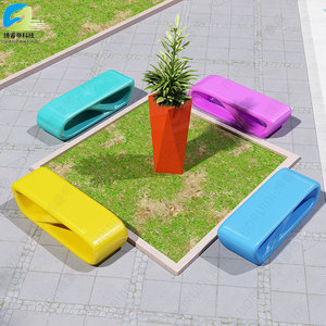 Banc de patio en fibre de verre, mobilier d'extérieur contemporain, sièges durables pour parc, design moderne pour 2 personnes - Product Image 1