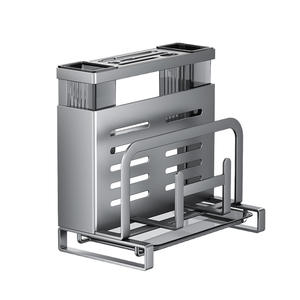 Support mural multifonctionnel pour couteaux de cuisine avec planche à découper et porte-baguettes, organisateur de rangement pour comptoir - Product Image 4