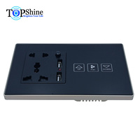 Interrupteurs tactiles intelligents multifonctions modulaires Topshine 147 Type 1 à 4 gangs avec prise de courant EU 16A