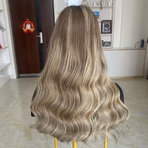Pelucas Balayage en Oferta WCT5 #   Pelucas Judías Kosher de Cabello Humano Virgen con Nudos Pequeños Decolorados para Chicas Blancas - Product Image 1