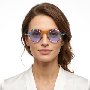 Lunettes de soleil polarisées UV400 rétro rondes à monture complète en acétate de luxe avec rivets, unisexe, mode, protection solaire, extérieur - Product Image 1