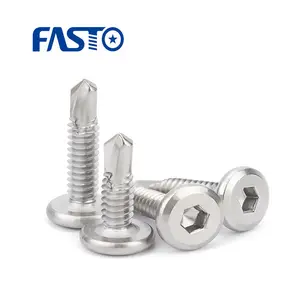 Hex Socket Pan Head Self Drilling Screws DIN Type with M3.5 Thread Size Factory Price Stainless Steel Screw