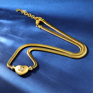 Colliers pendentifs en chaîne serpent en argent sterling 925 classique de style chrétien, plaqués or jaune 18 carats, avec zircon, faits à la main - Product Image 5