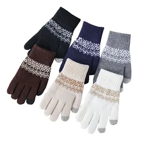 High Quality Wool Winter Gloves Woven Touch Screen Knitted Gloves Two Fingers Touch Screen Gloves For Smartphone