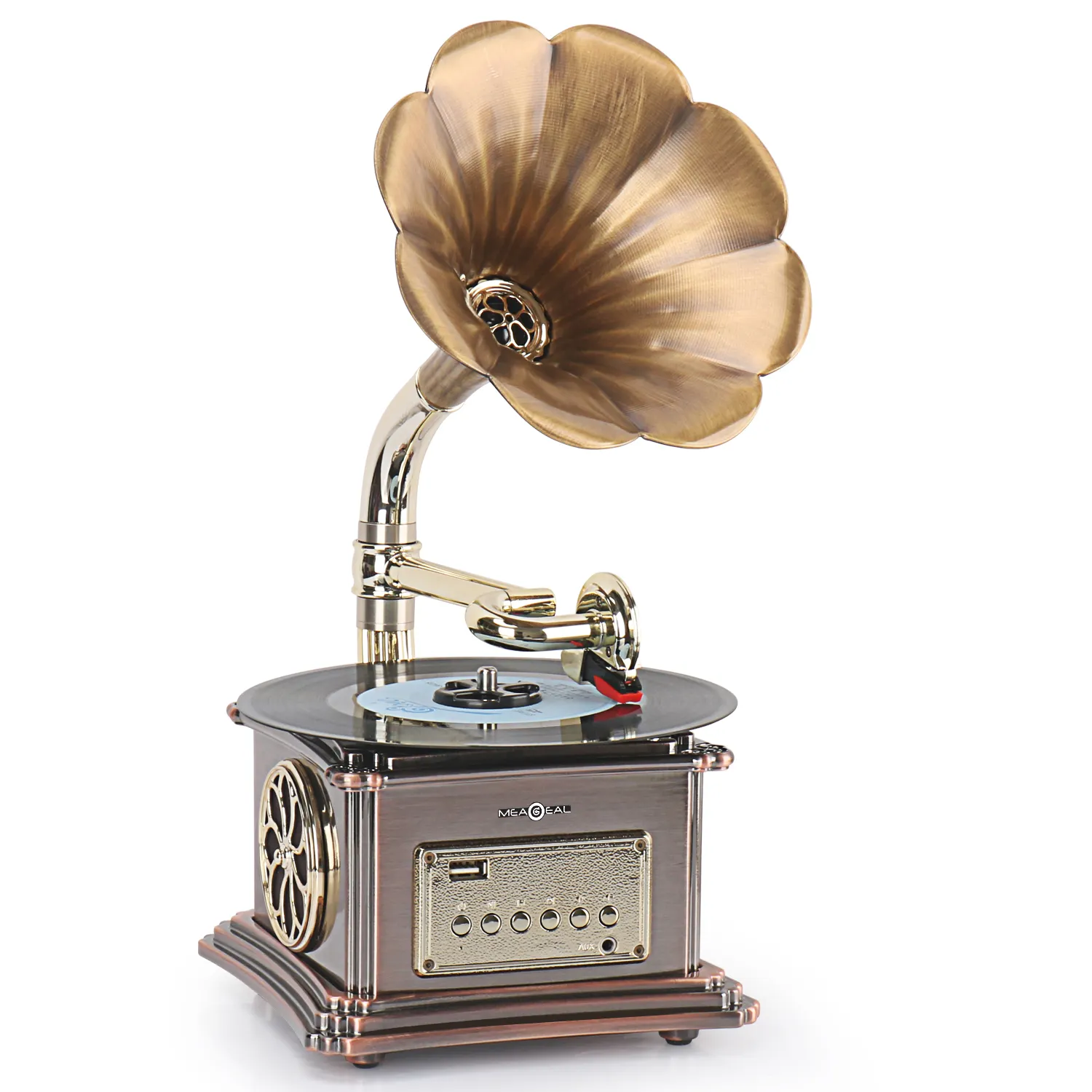Gramophone phonographe platine vinyle tourne-disque décoration de la maison Bluetooth intégré, radio FM et clé USB, prise d'entrée auxiliaire,