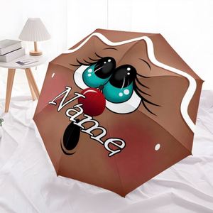 1 Parapluie pliant personnalisé avec visage de bonhomme en pain d'épices, sans MOQ, cadeau de vacances personnalisé, impression UV, commande unique, Payung Custom - Product Image 4