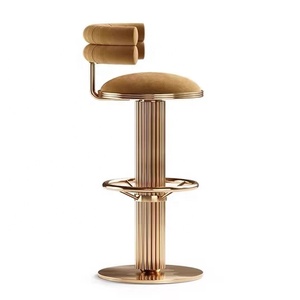 Nordic Luxury <strong>Bar</strong> Furniture Modern Gold Base Swivel Elevatable High <strong>bar</strong> Chair Restaurant Metal <strong>Bar</strong> <strong>Stool</strong> <strong>Backrest</strong> for Kitchen - Product Image 2