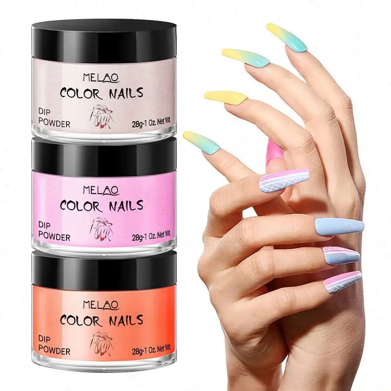 Commercio all'ingrosso private label senza cura lampada nail art pigmento lunga durata dip polvere acrilica per immersione per unghie