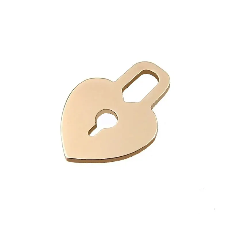 Hallazgos de joyería de moda Real 14K oro relleno 10x7mm amor corazón encantos llave y candado delicado colgante para la fabricación de joyas DIY