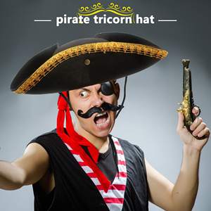 Madeshine หมวกปาร์ตี้โจรสลัดสไตล์อาณานิคมสีดำสำหรับคอสเพลย์โจรสลัดฮาโลวีน - Product Image 5